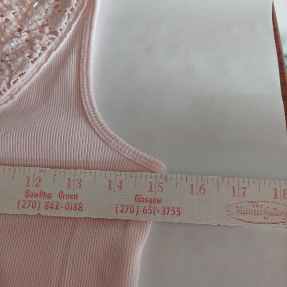 V-Neck Embroidered, Beaded and Sequined Ribbed Sleeveless Tank Top Pink - Picture 6 of 8